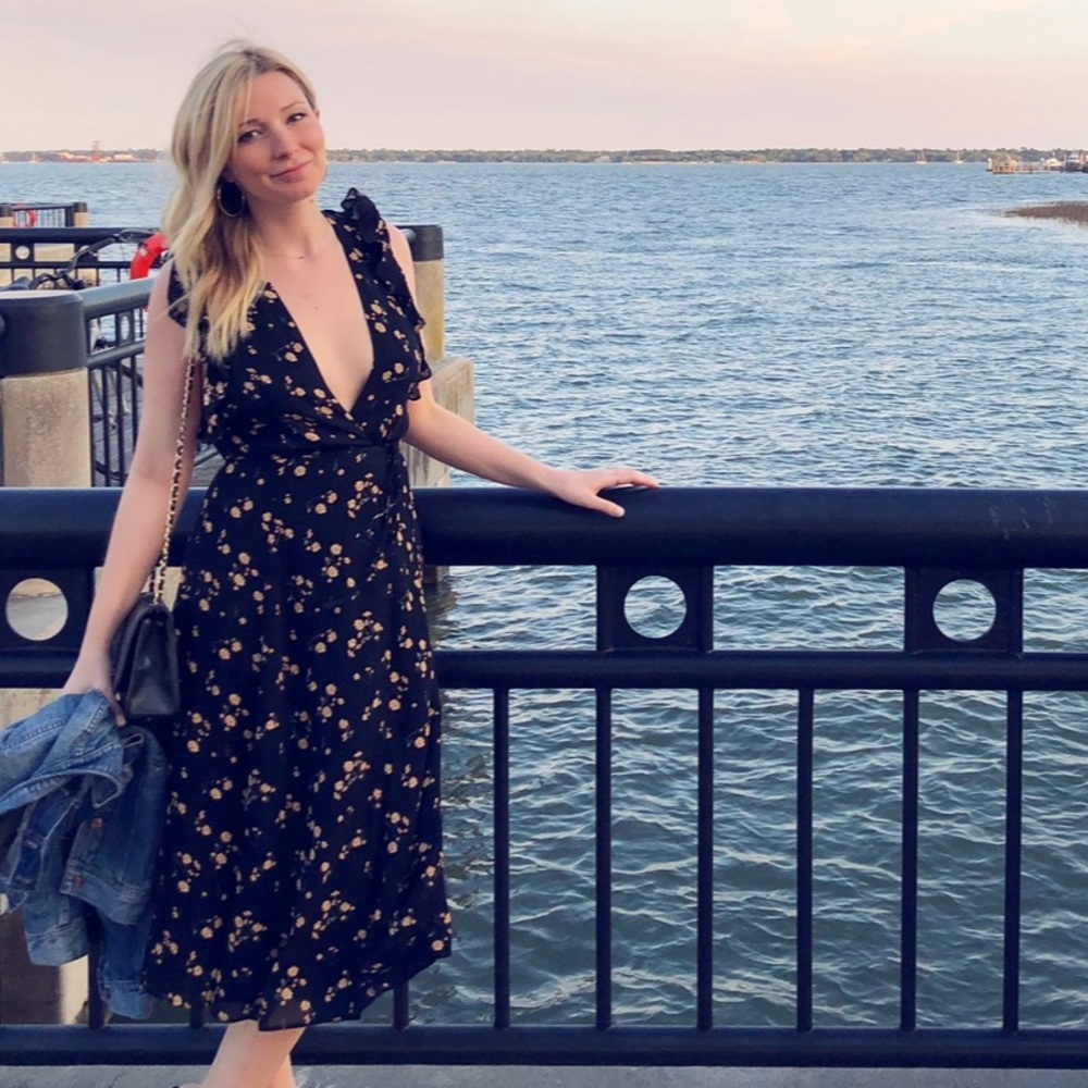 Reformation floral wrap dress